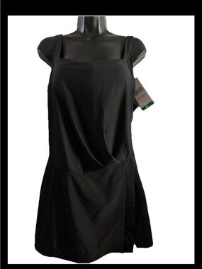 Beyond Control Women's  XL Square Neck Swim Dress Blk Swimsuit Tommy Control